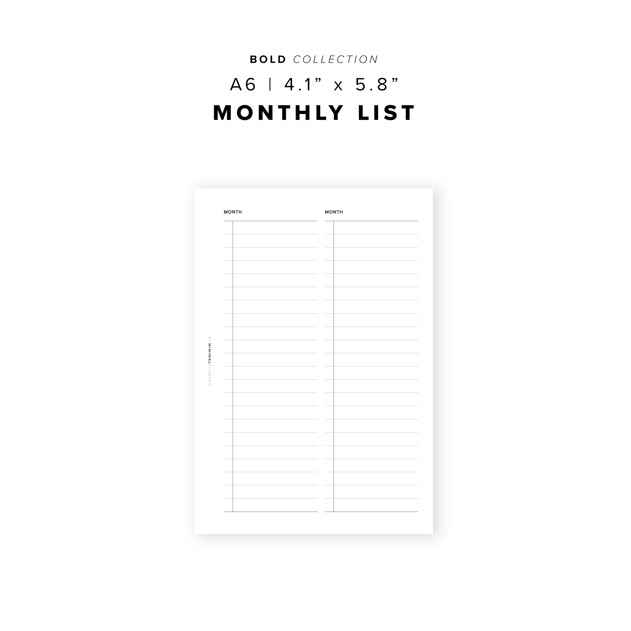 PR305 - Monthly List - Printable Insert