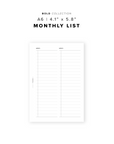 PR305 - Monthly List - Printable Insert