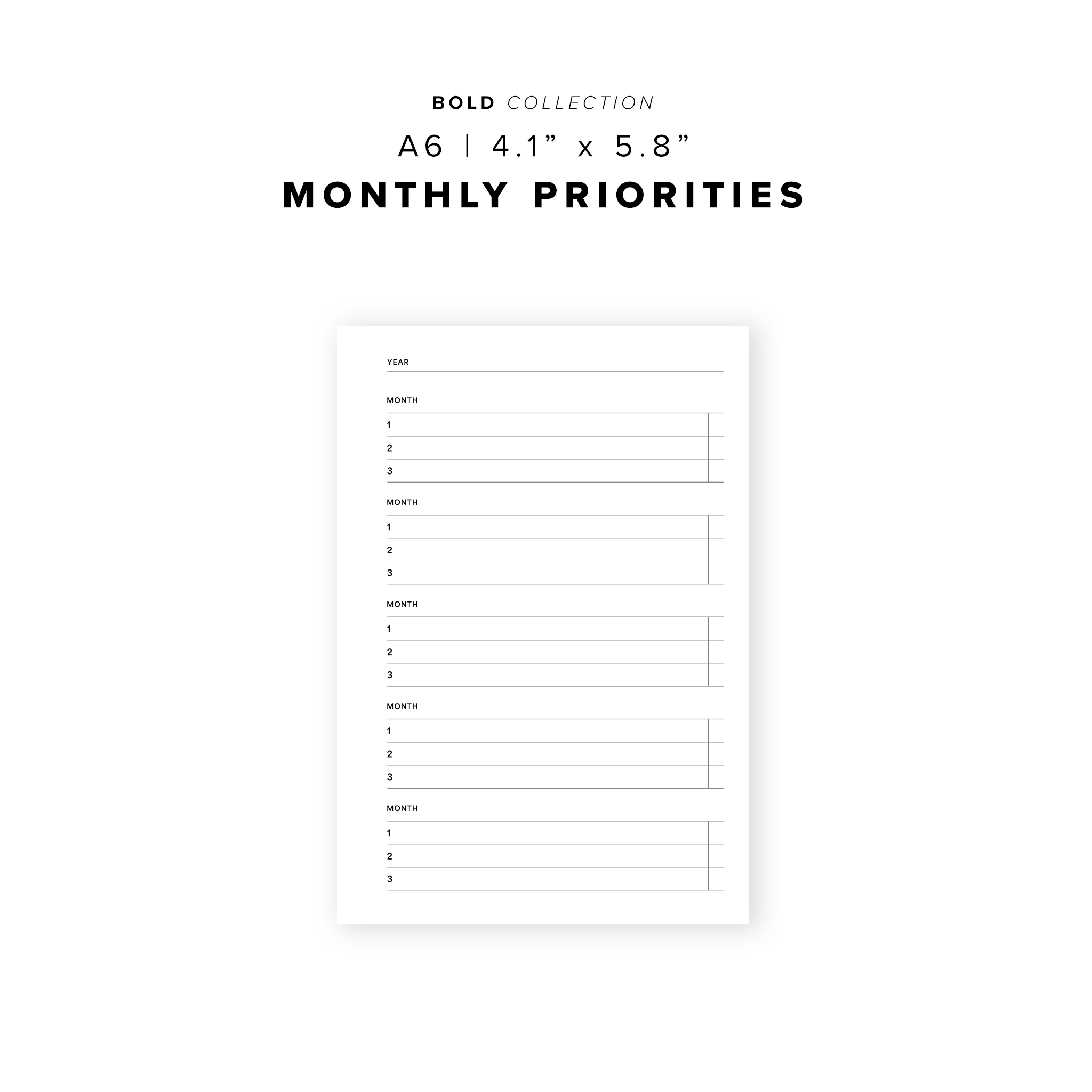 PR306 - Monthly Priorities - Printable Insert