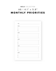 PR306 - Monthly Priorities - Printable Insert