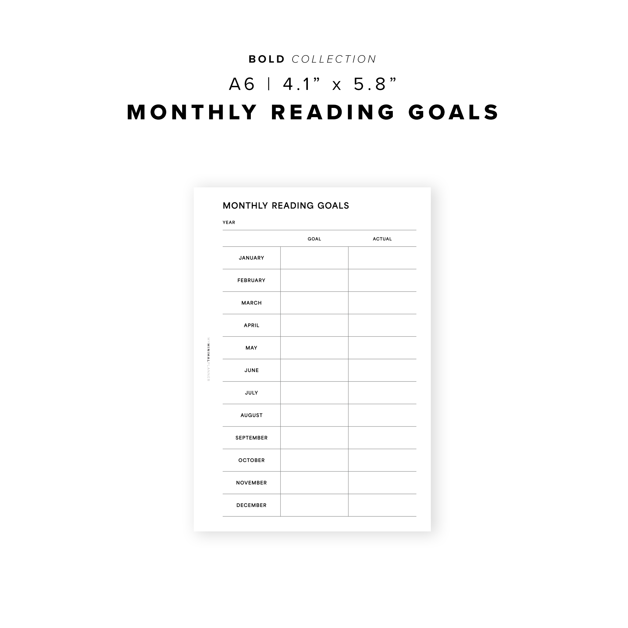 PR314 - Monthly Reading Goals V2 - Printable Insert