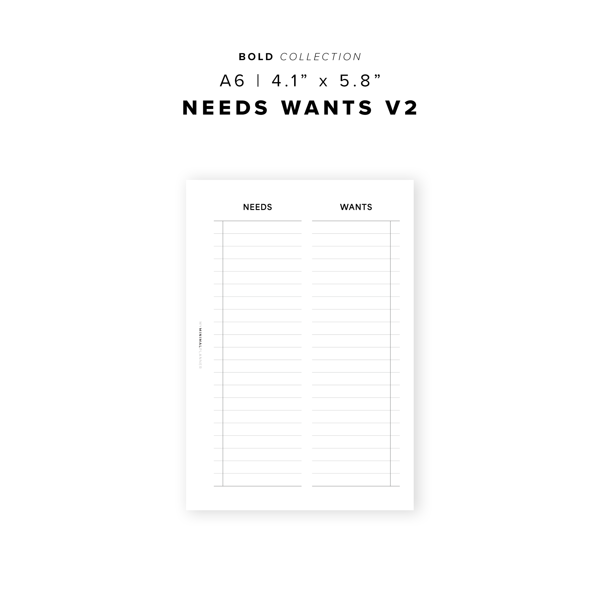 PR317 - Needs Wants V2 - Printable Insert