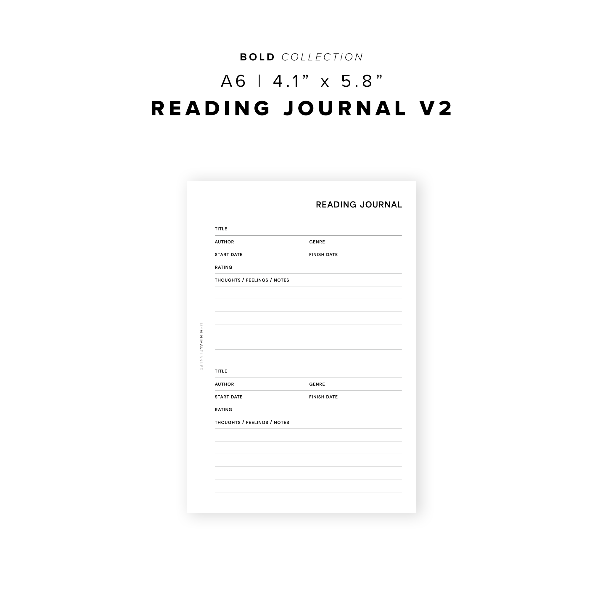 PR297 - Reading Journal V2 - Printable Insert