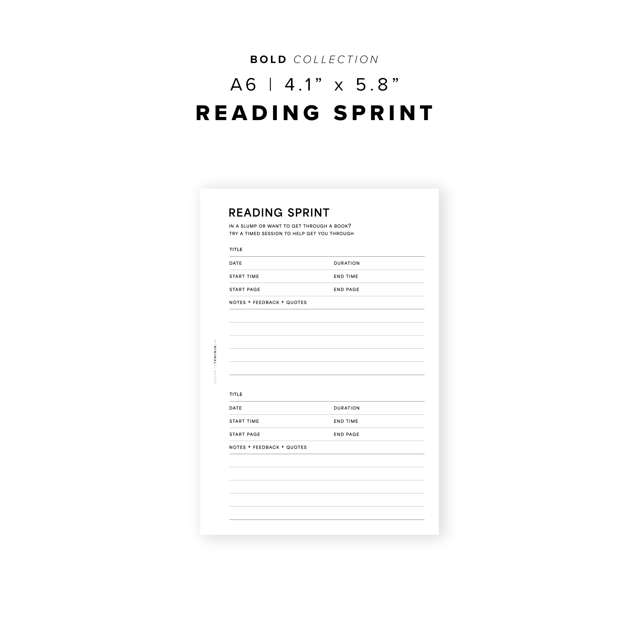 PR233 - Reading Sprint - Printable Insert