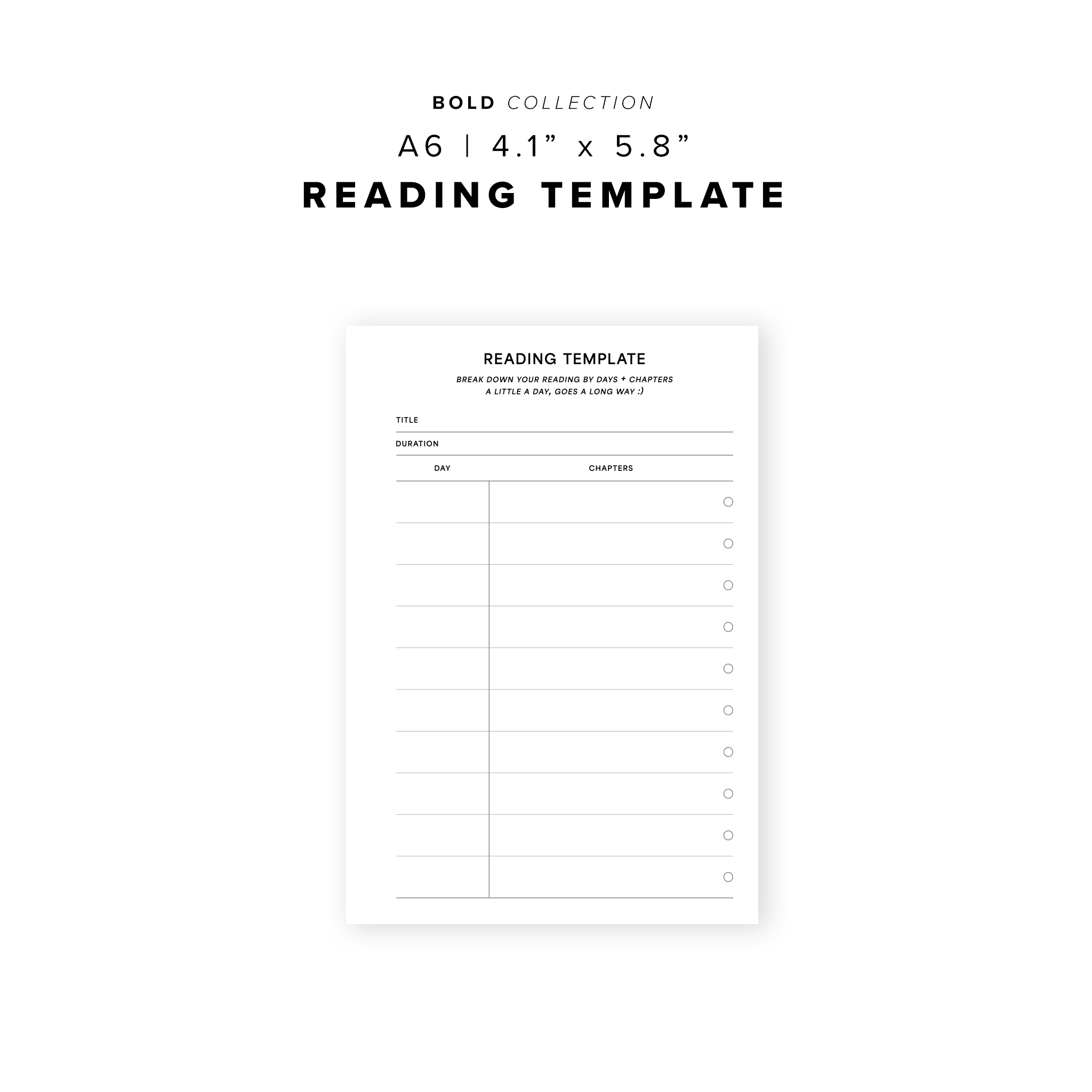 PR238 - Reading Template - Printable Insert