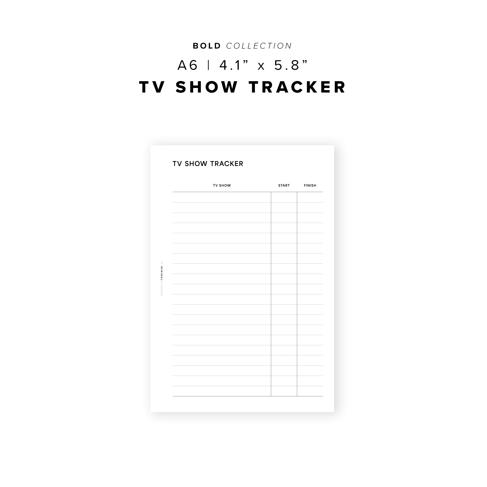 PR312 - TV Show Tracker - Printable Insert