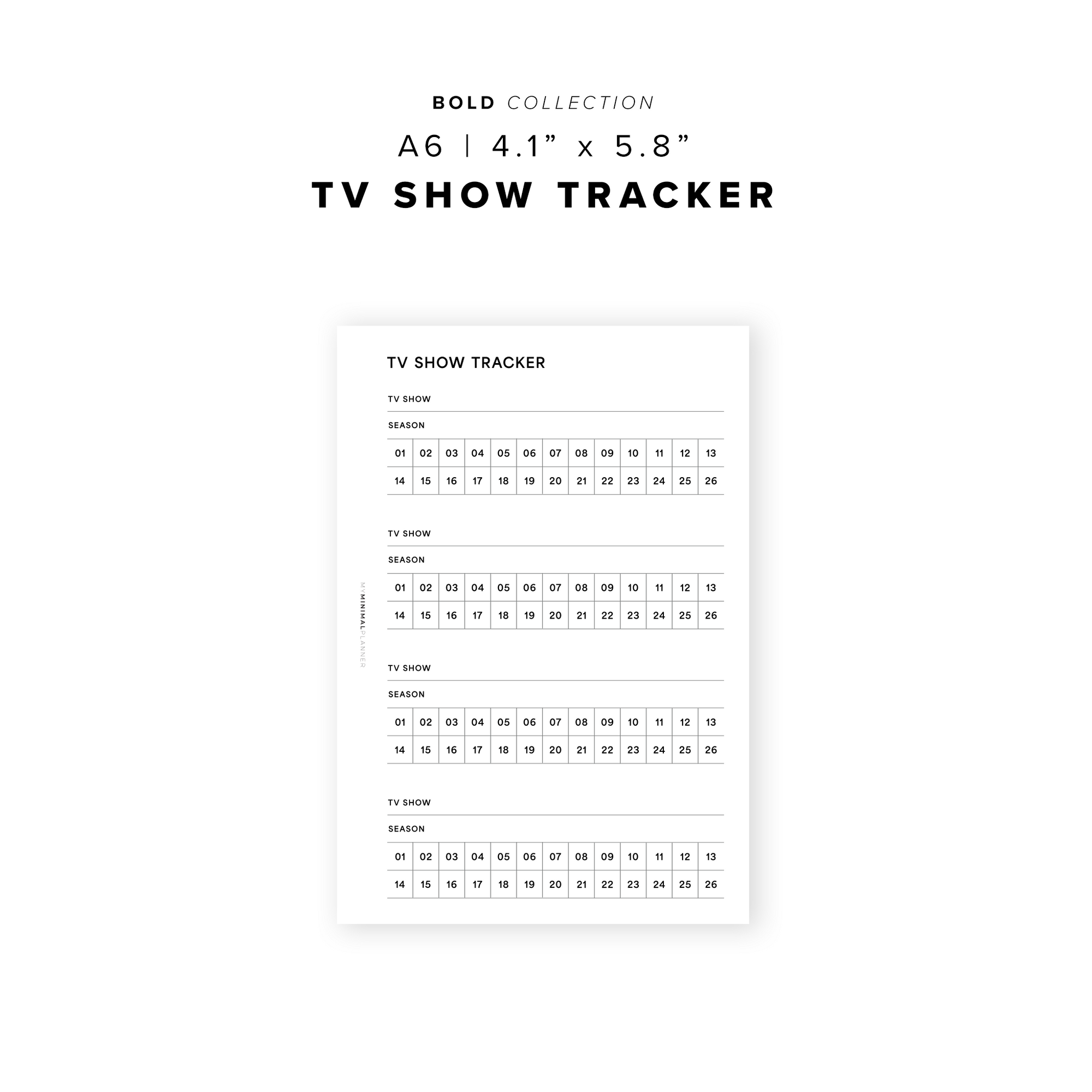 PR333 - TV Show Tracker V2 - Printable Insert