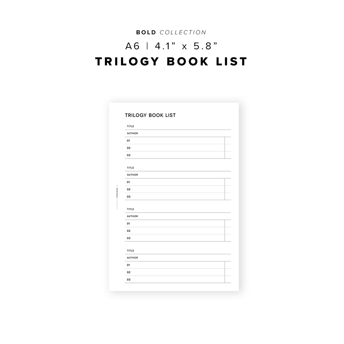 Trilogy Checklist.pdf PR244 - Trilogy Book List - Printable Insert – My Minimal Planner