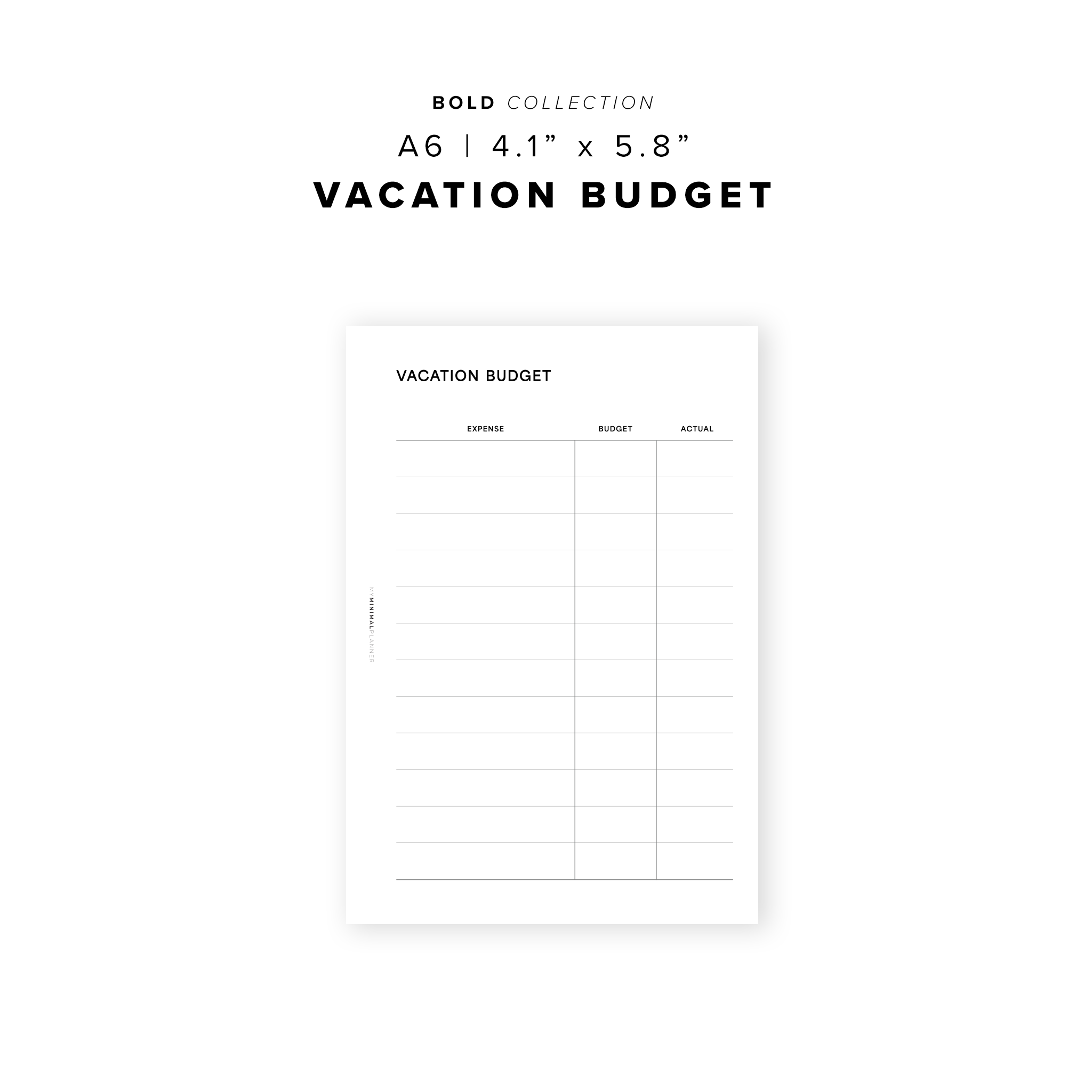 PR280 - Vacation Budget - Printable Insert