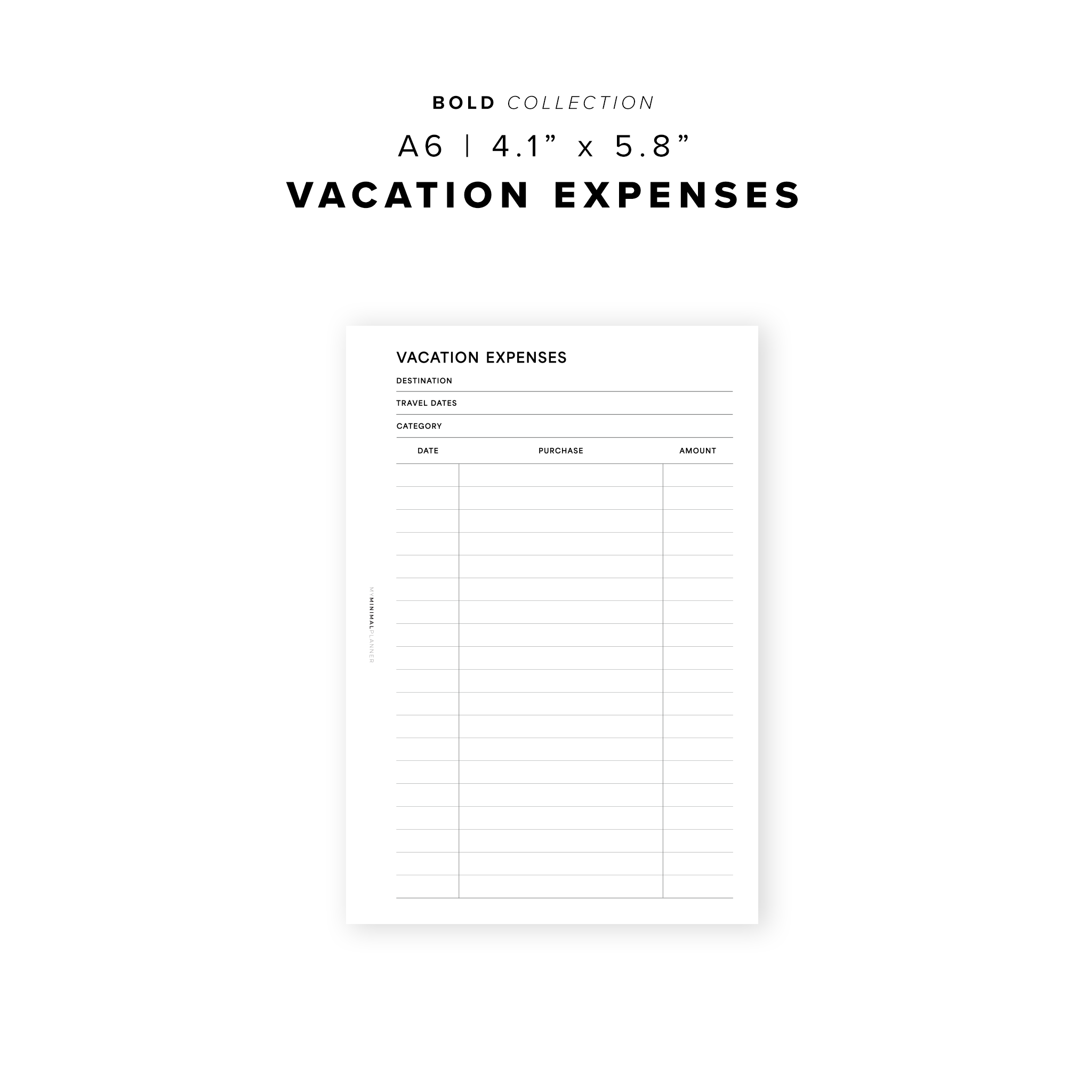 PR257 - Vacation Expenses - Printable Insert
