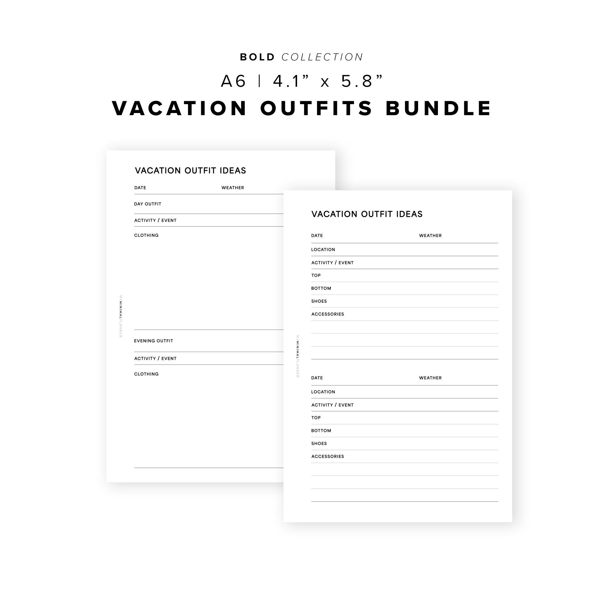 PR262 - Vacation Outfits Bundle - Printable Insert