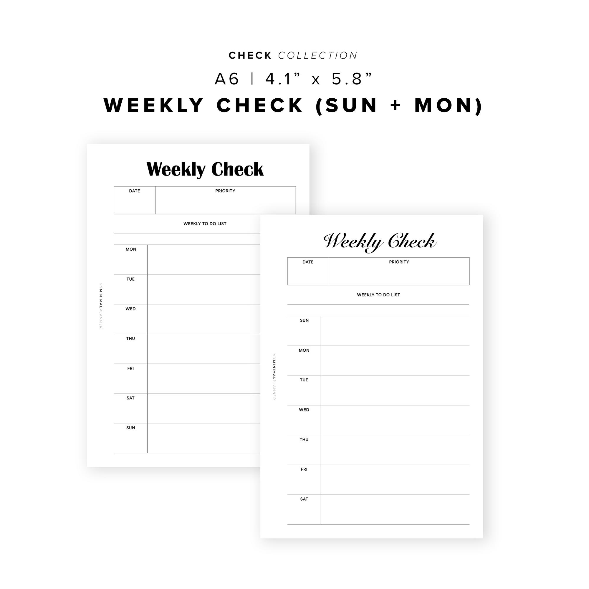 PR349 - Weekly Check / WO1P - Printable Insert