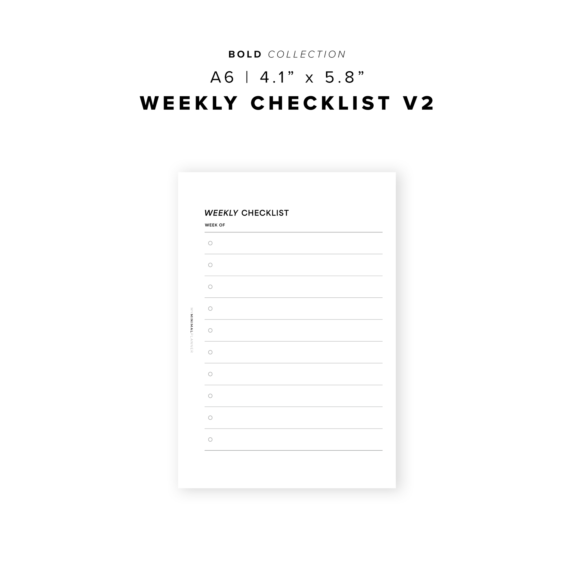 PR327 - Weekly Checklist V2 - Printable Insert