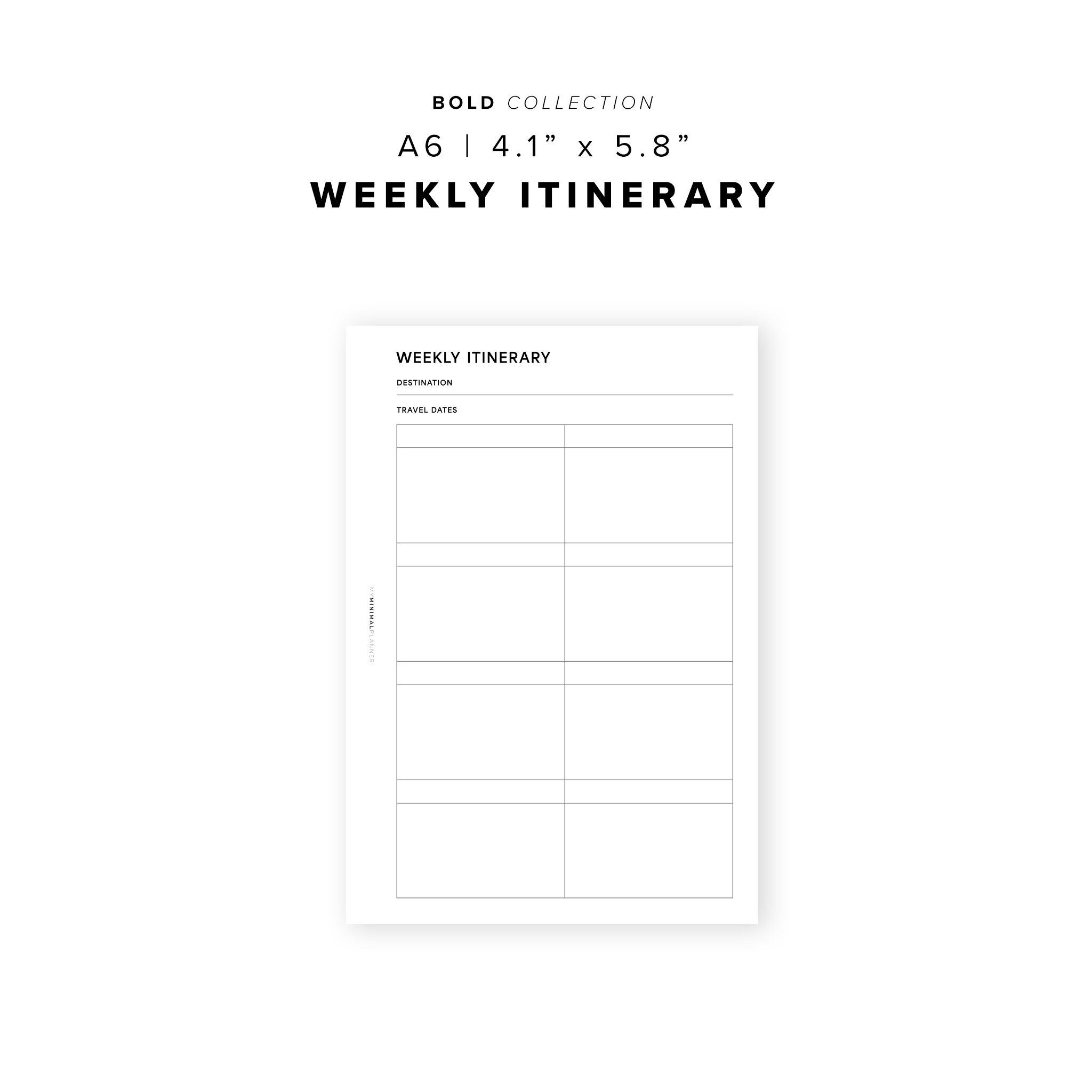 PR261 - Weekly Itinerary - Printable Insert