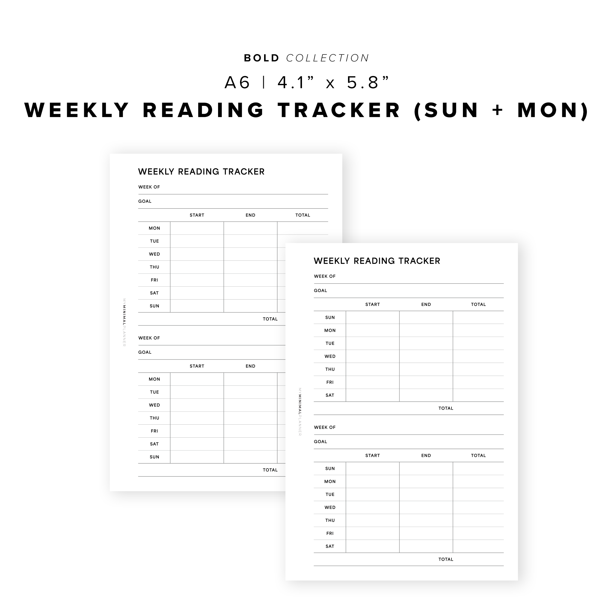 PR313 - Weekly Reading Tracker - Printable Insert