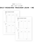 PR313 - Weekly Reading Tracker - Printable Insert