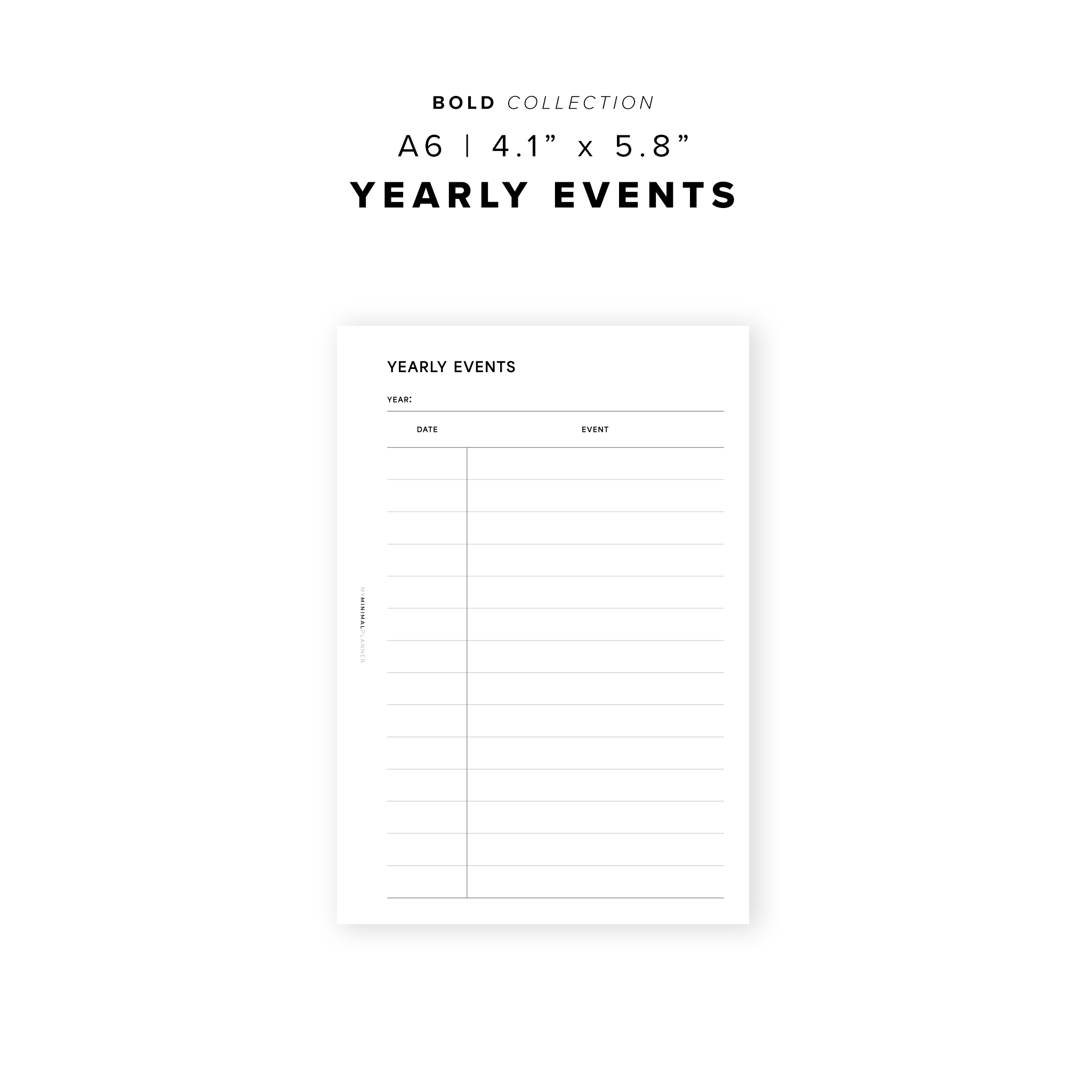 PR286 - Yearly Events - Printable Insert