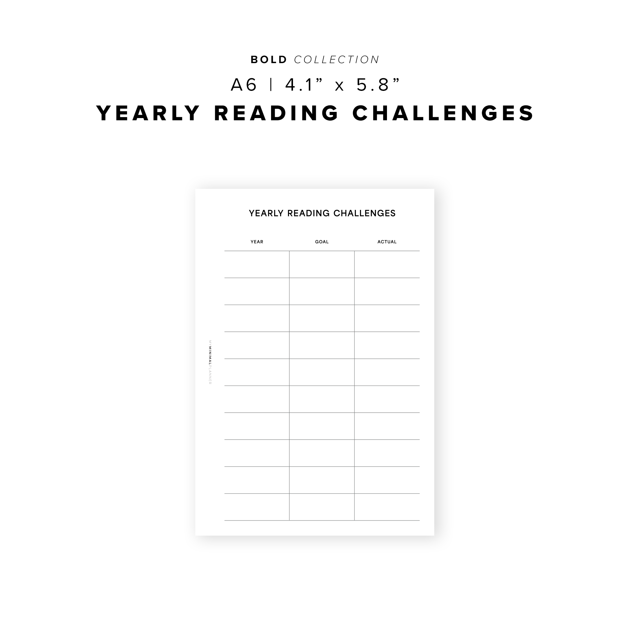 PR310 - Yearly Reading Challenges - Printable Insert