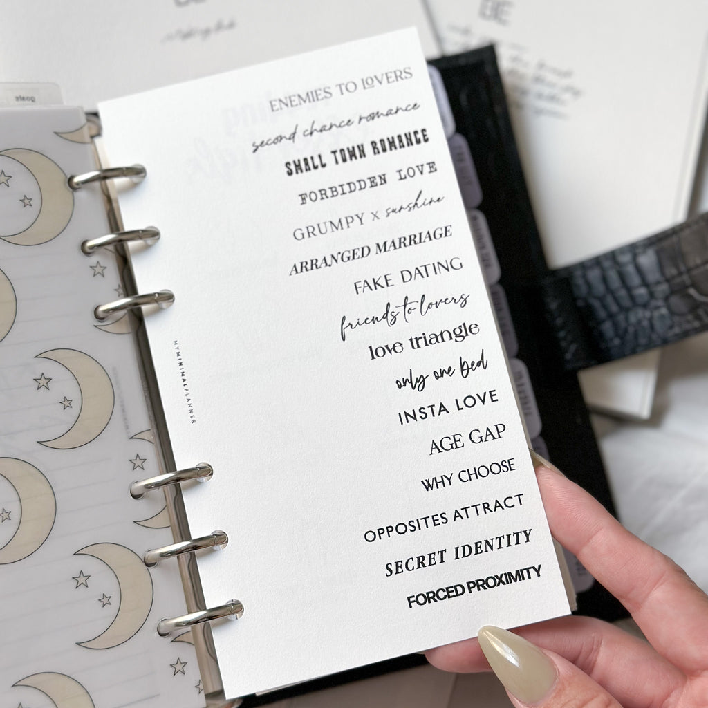 PRD170 - Book Tropes - Printable Dashboard – My Minimal Planner