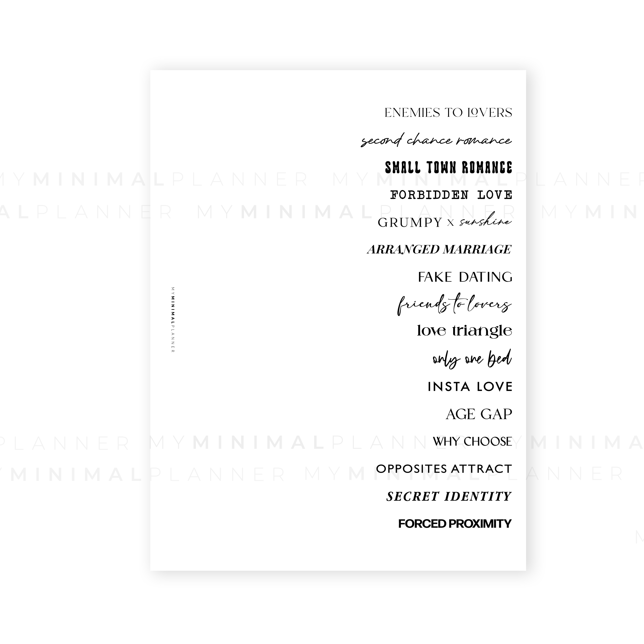 PRD170 - Book Tropes - Printable Dashboard – My Minimal Planner
