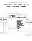 PPC41 - Bookish Newspaper V2 - Printable Planner Cards