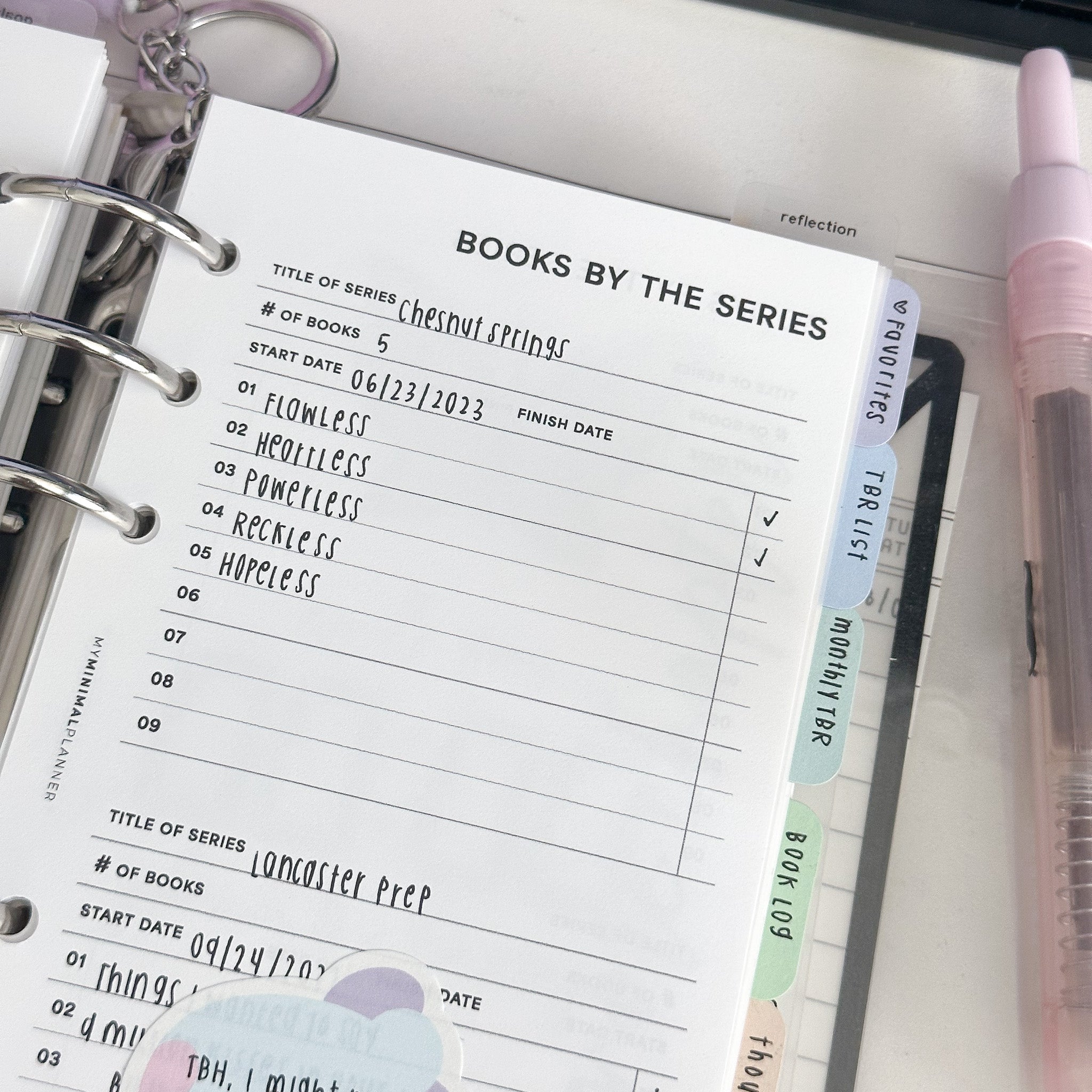 PR194 - Books by the Series - Printable Insert – My Minimal Planner