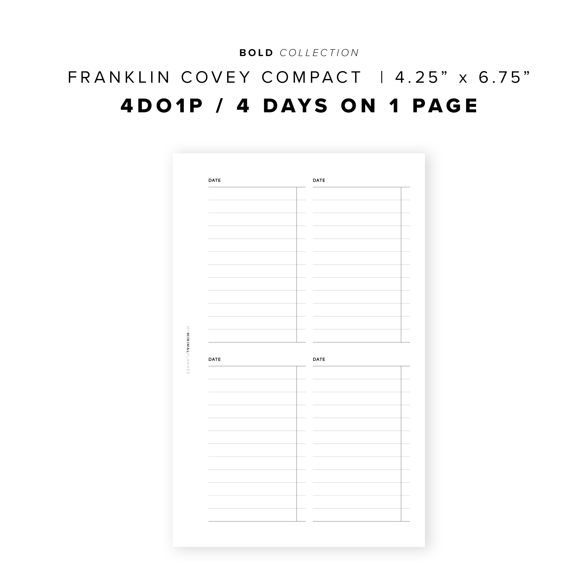 PR290 - 4DO1P / 4 days on one page - Printable Insert