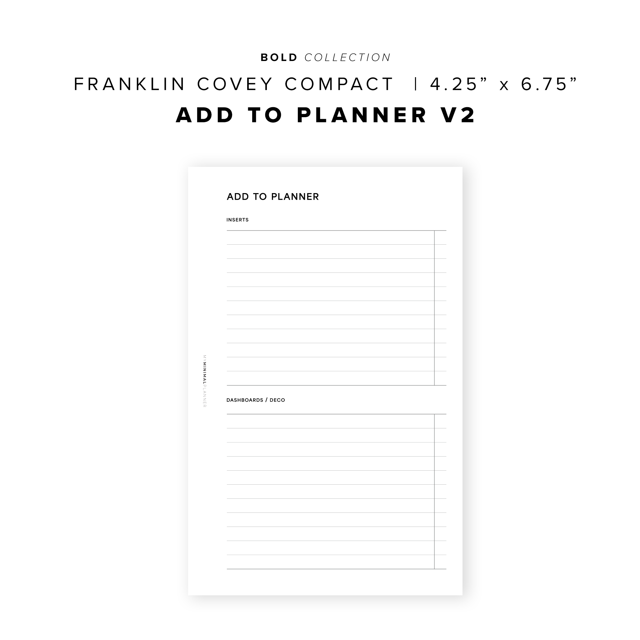 PR285 - Add to Planner V2 - Printable Insert