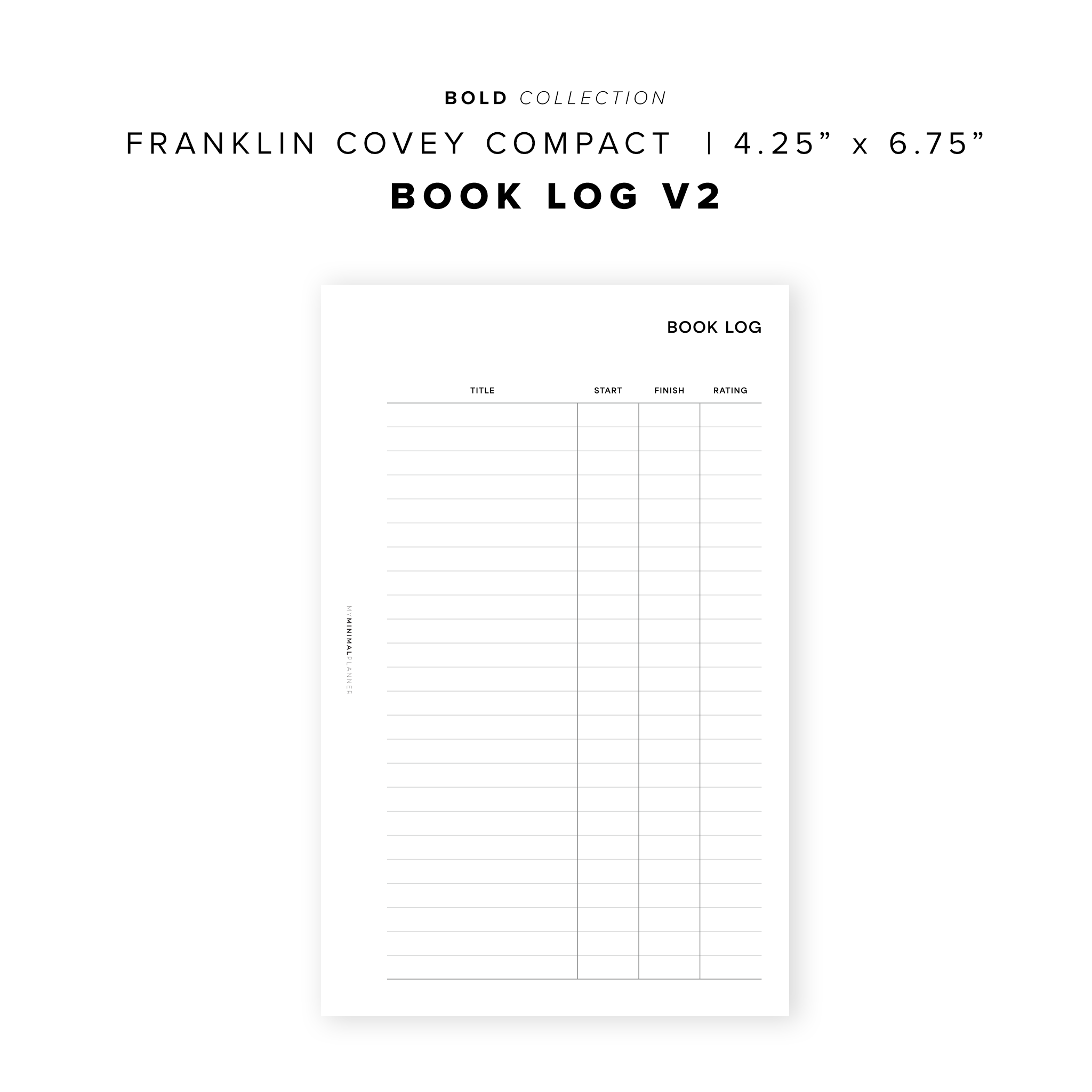 PR294 - Book Log V2 - Printable Insert