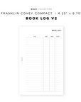 PR294 - Book Log V2 - Printable Insert