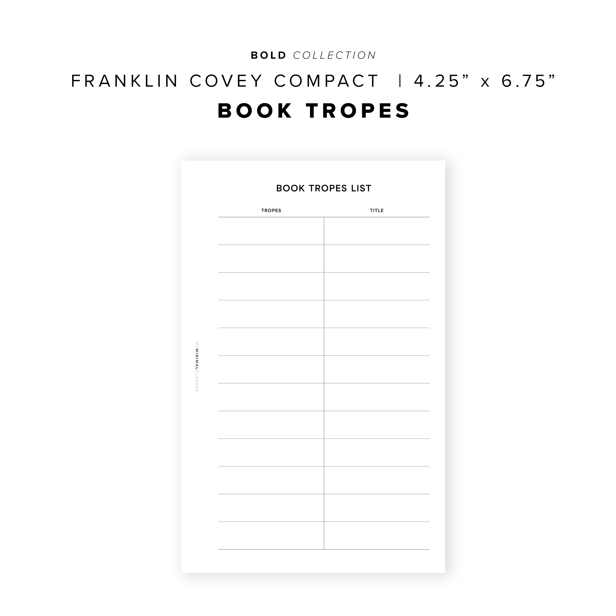 PR291 - Book Tropes - Printable Insert