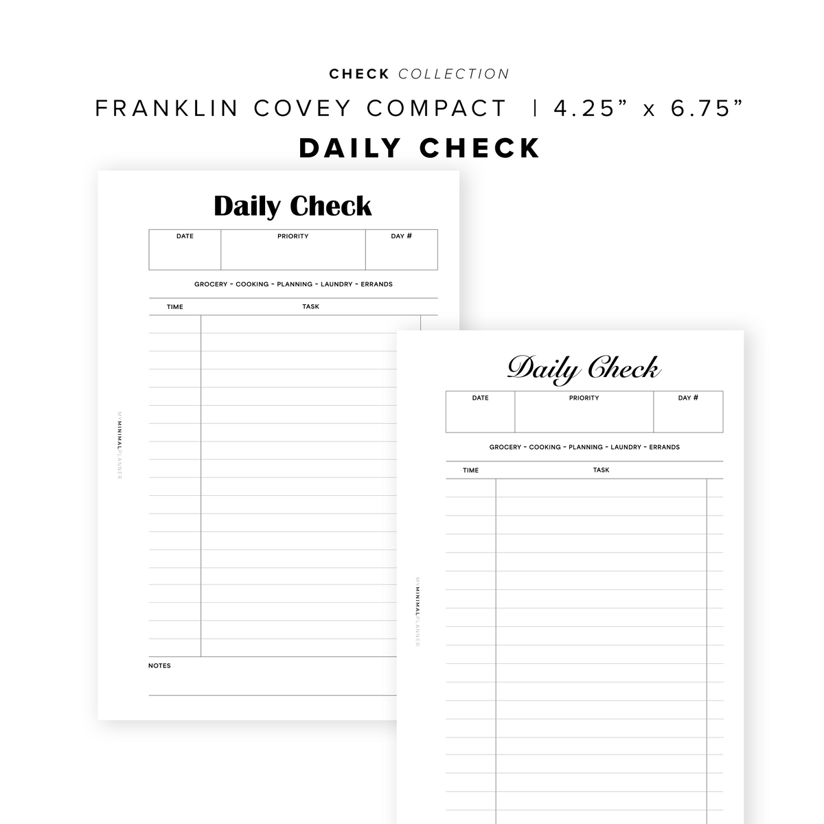 Check Daily Label PR348 - Daily Check - Printable Insert – My Minimal Planner