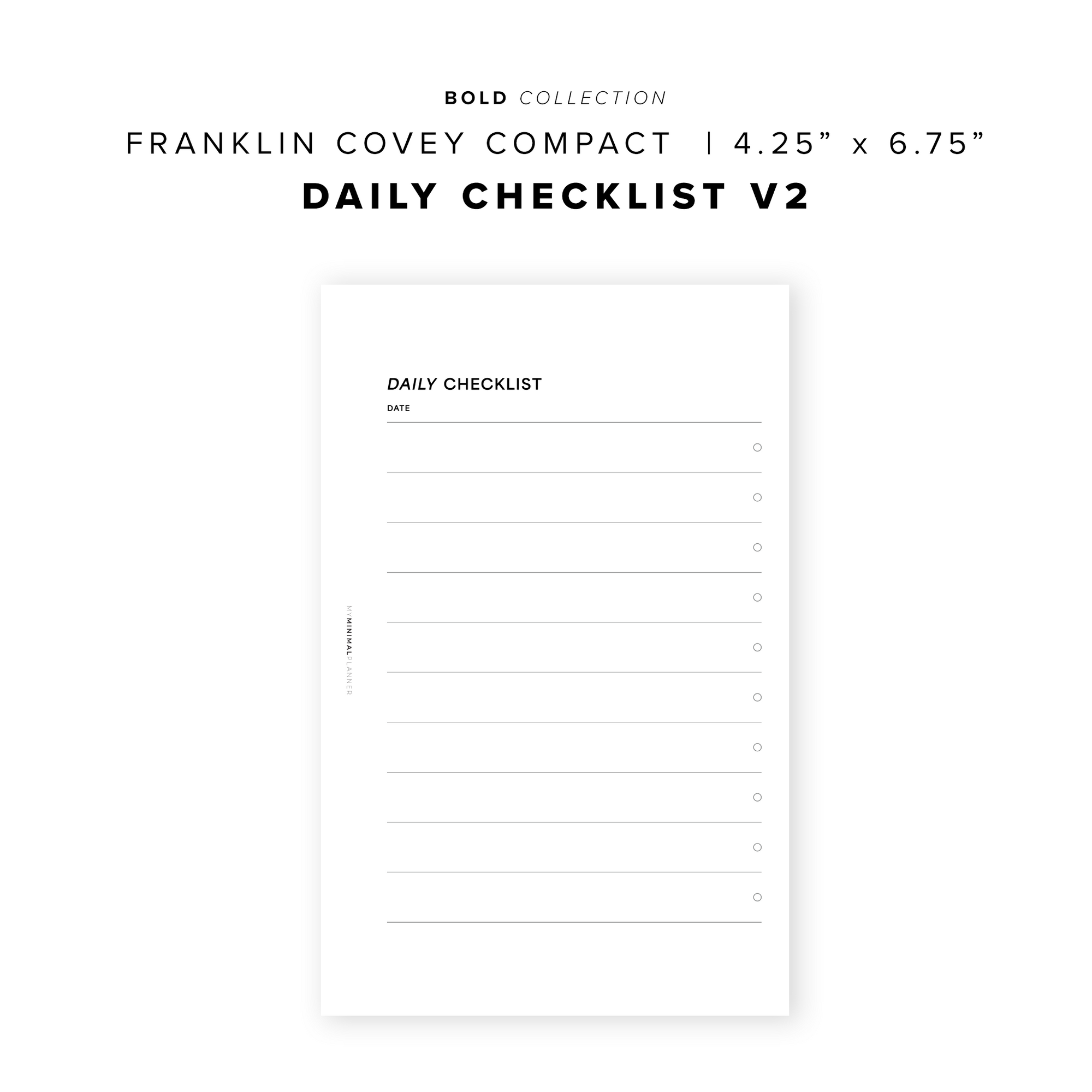 PR326 - Daily Checklist V2 - Printable Insert – My Minimal Planner