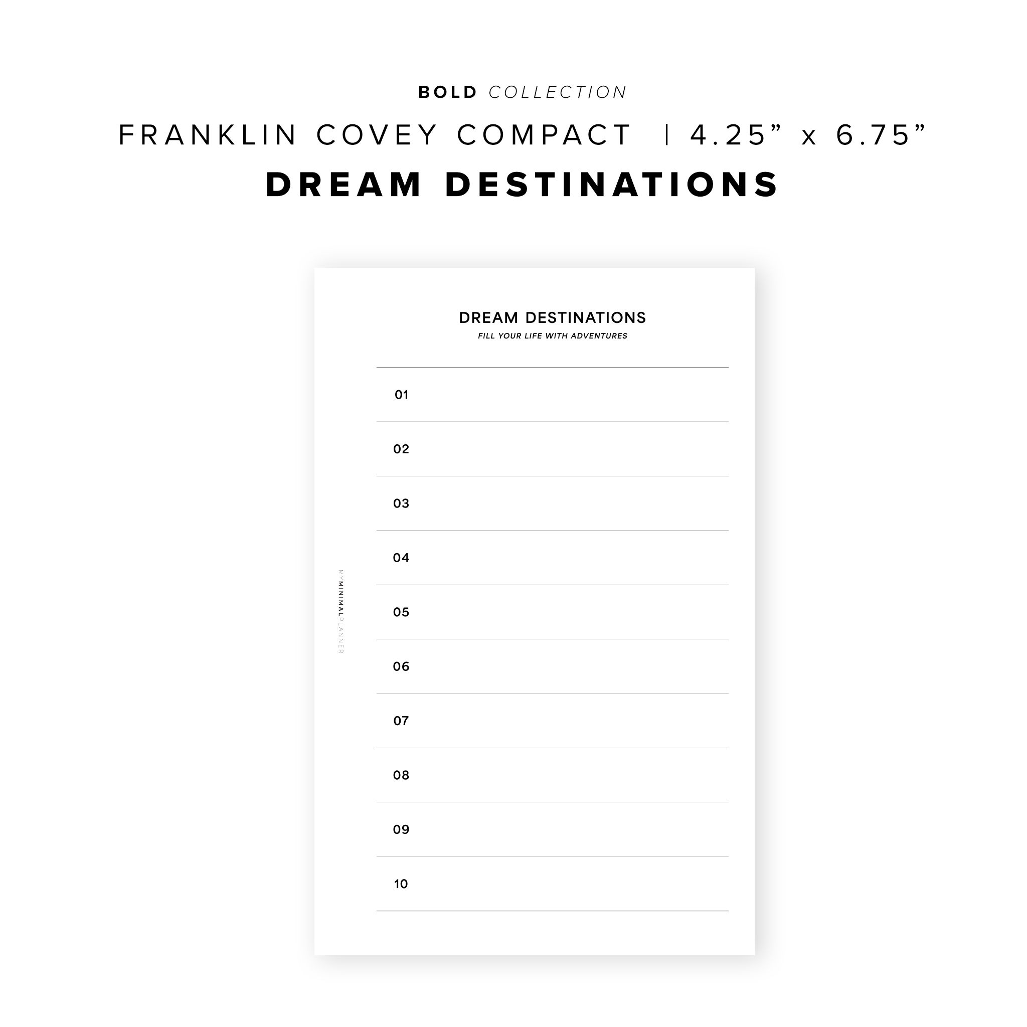 PR266 - Dream Destinations - Printable Insert – My Minimal Planner PR266 - Dream Destinations - Printable Insert – My Minimal Planner