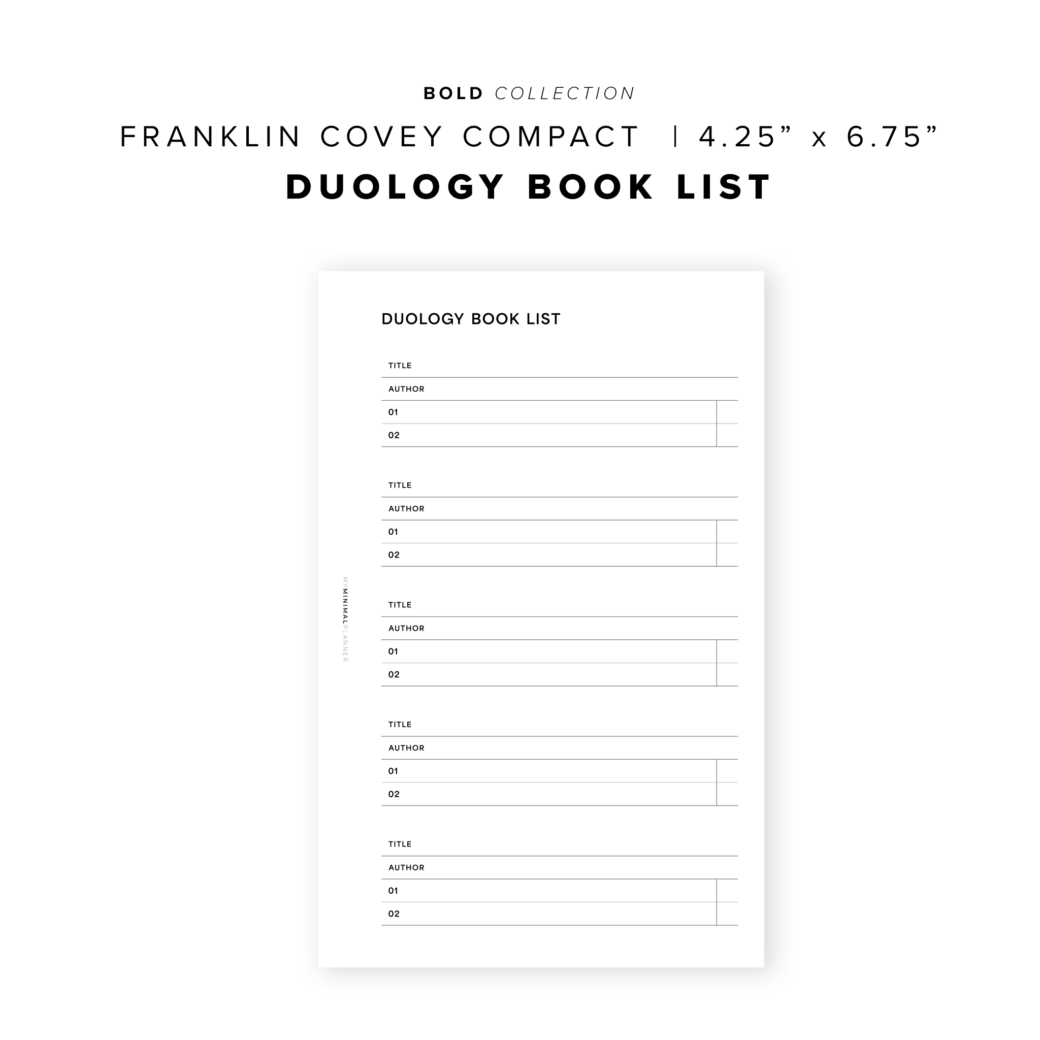 PR243 - Duology Book List - Printable Insert