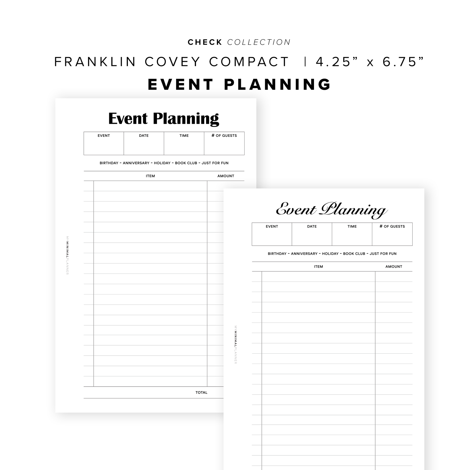 PR346 - Event Planning - Printable Insert