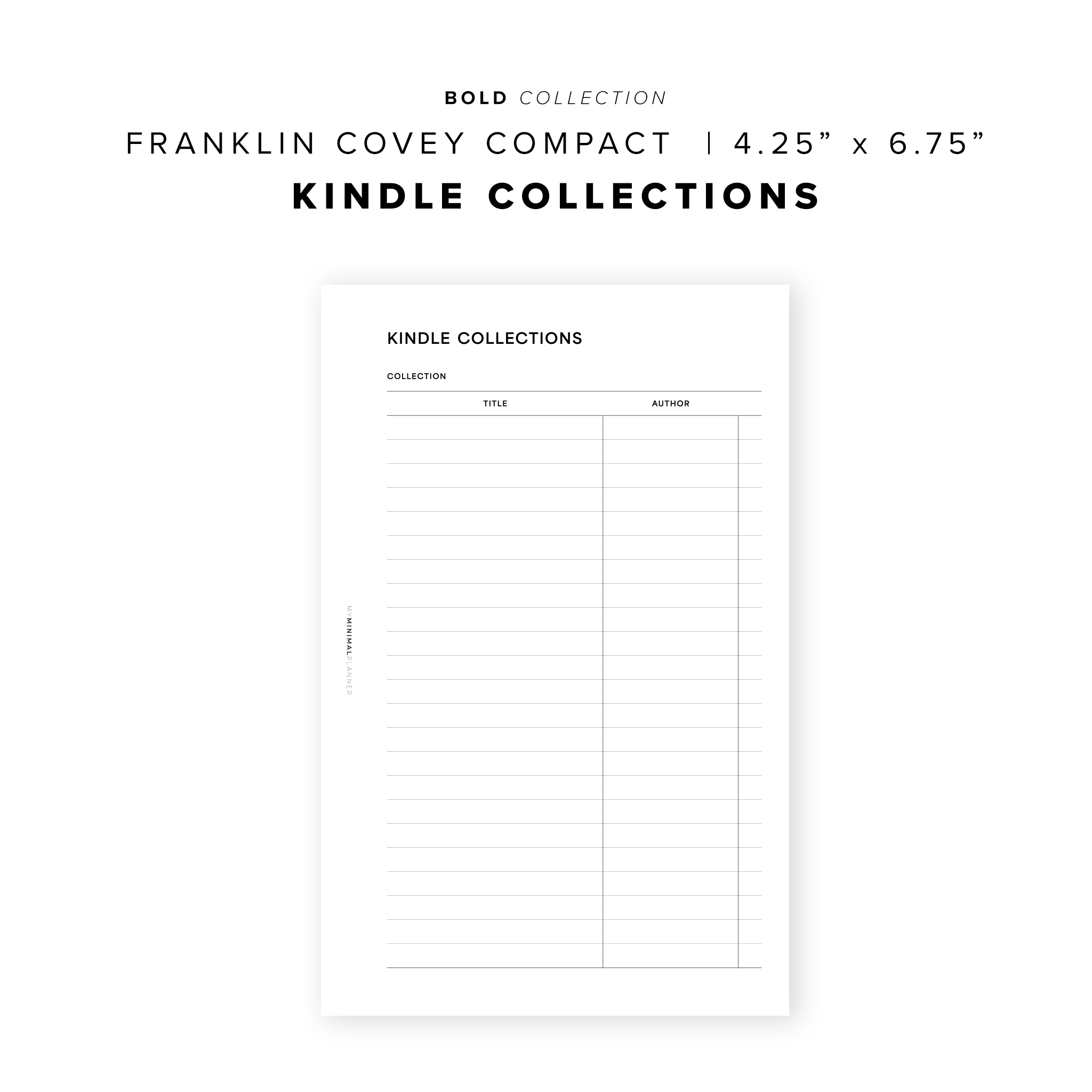 PR316 - Kindle Collections - Printable Insert