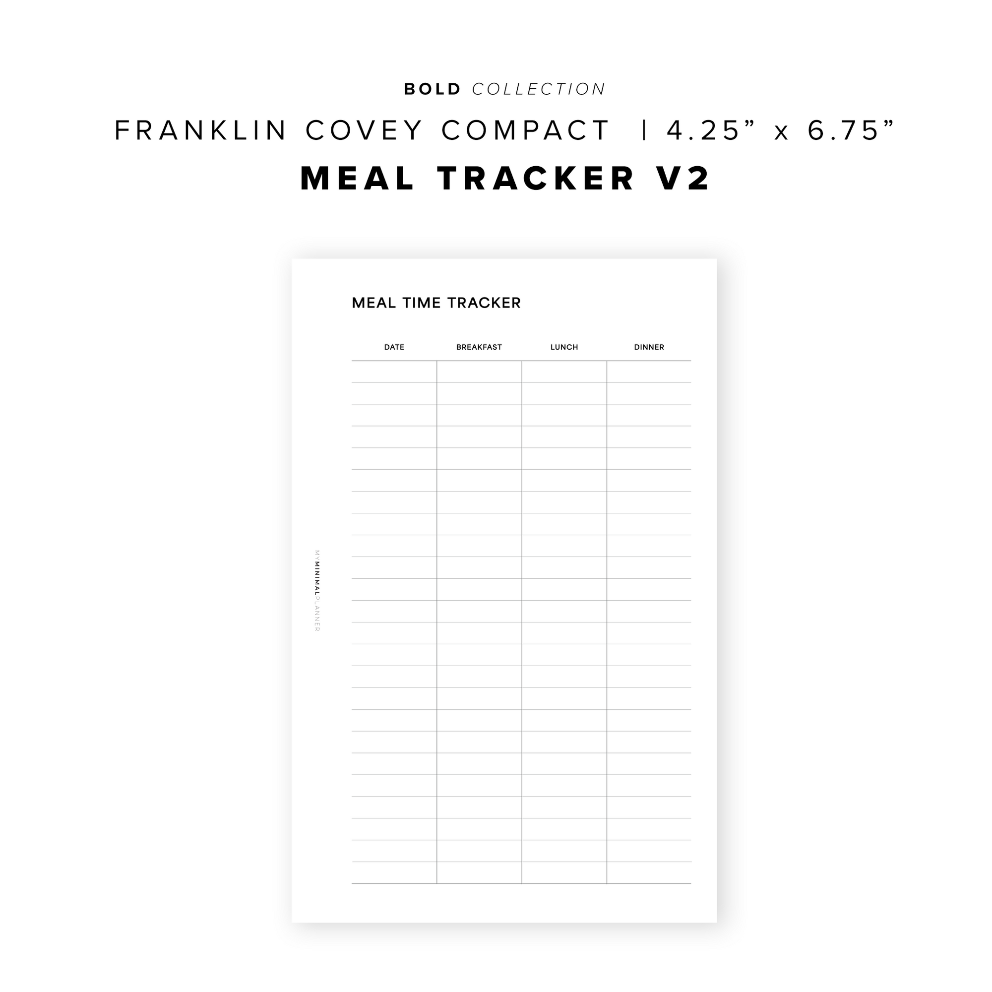 PR352 - Meal Time Tracker V2 - Printable Insert