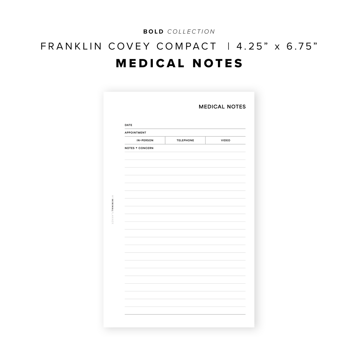 Medical Notes Nz PR338 - Medical Notes - Printable Insert – My Minimal Planner