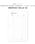 PR288 - Monthly Bills V2 - Printable Insert