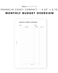 PR228 - Monthly Budget Overview - Printable Insert