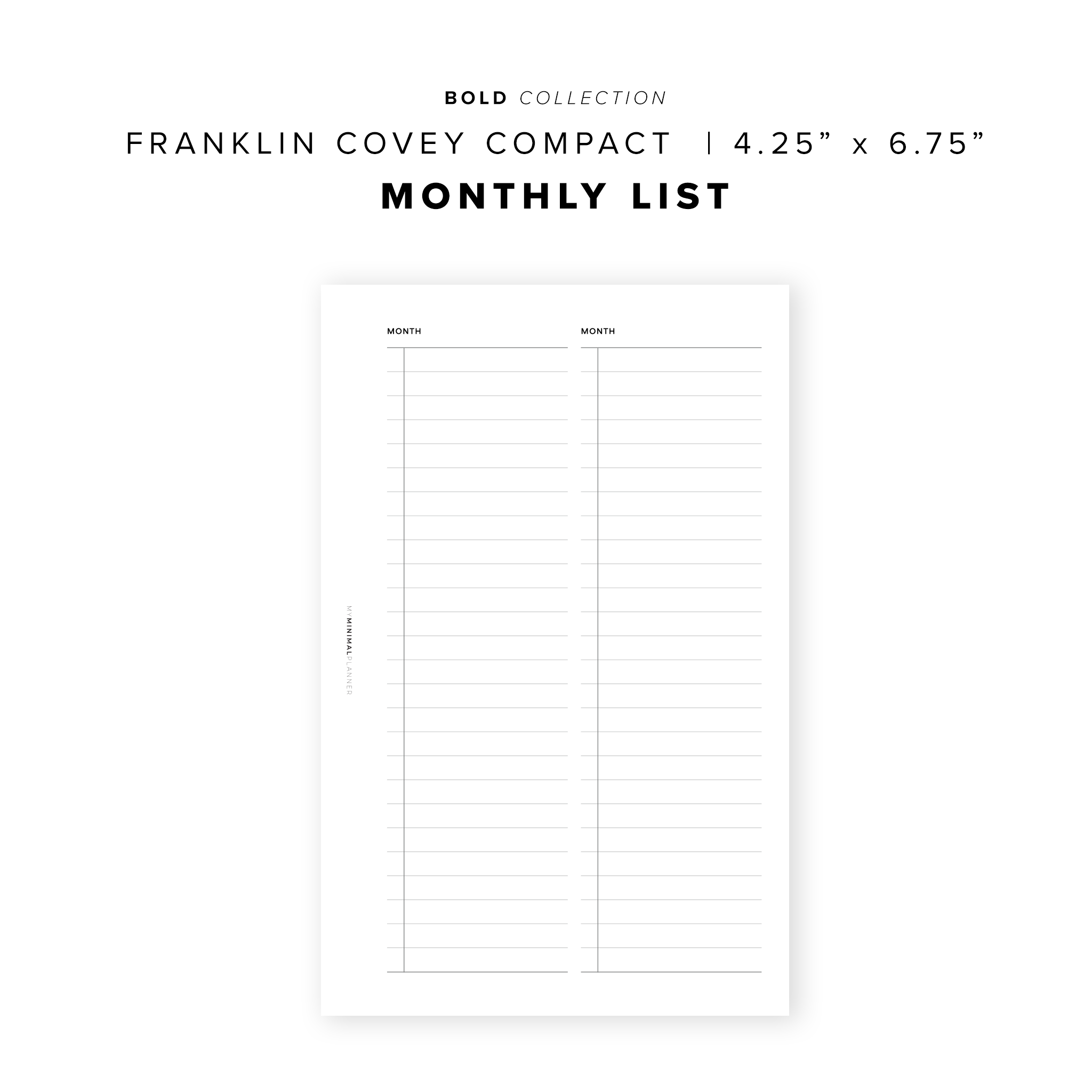 PR305 - Monthly List - Printable Insert