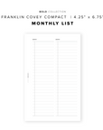 PR305 - Monthly List - Printable Insert