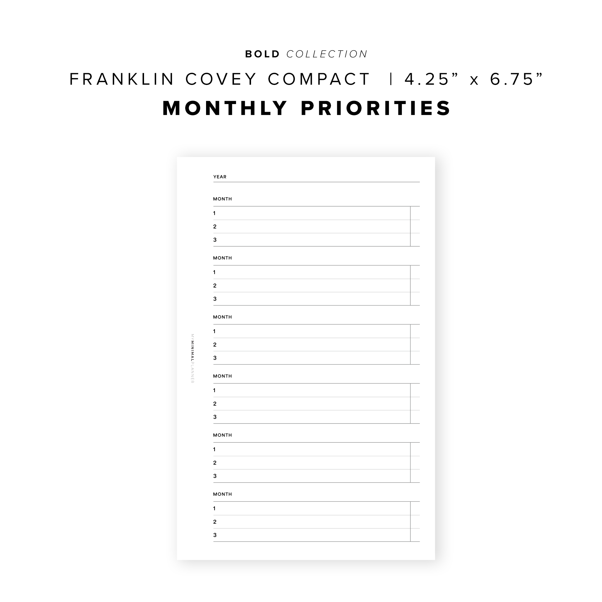 PR306 - Monthly Priorities - Printable Insert