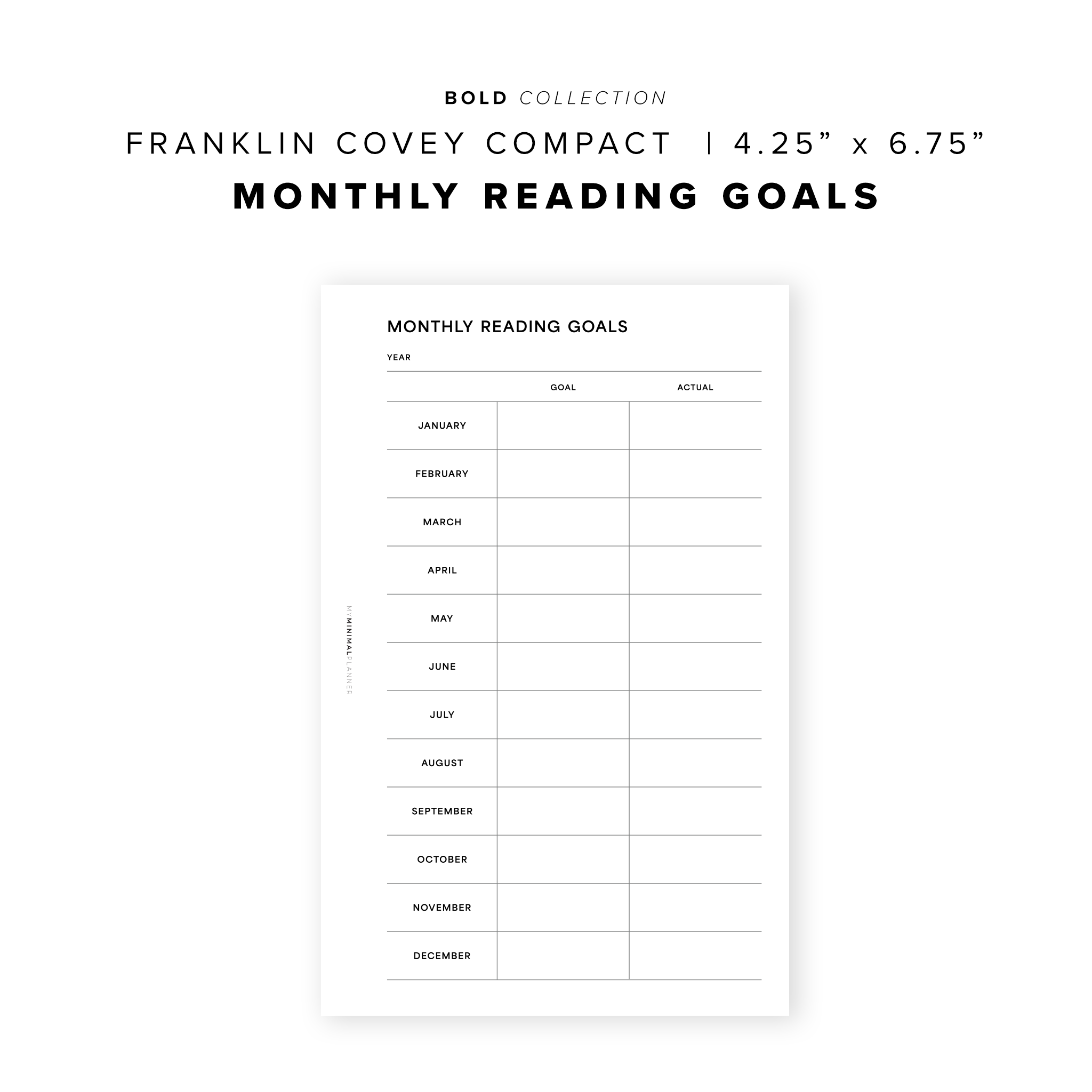 PR314 - Monthly Reading Goals V2 - Printable Insert