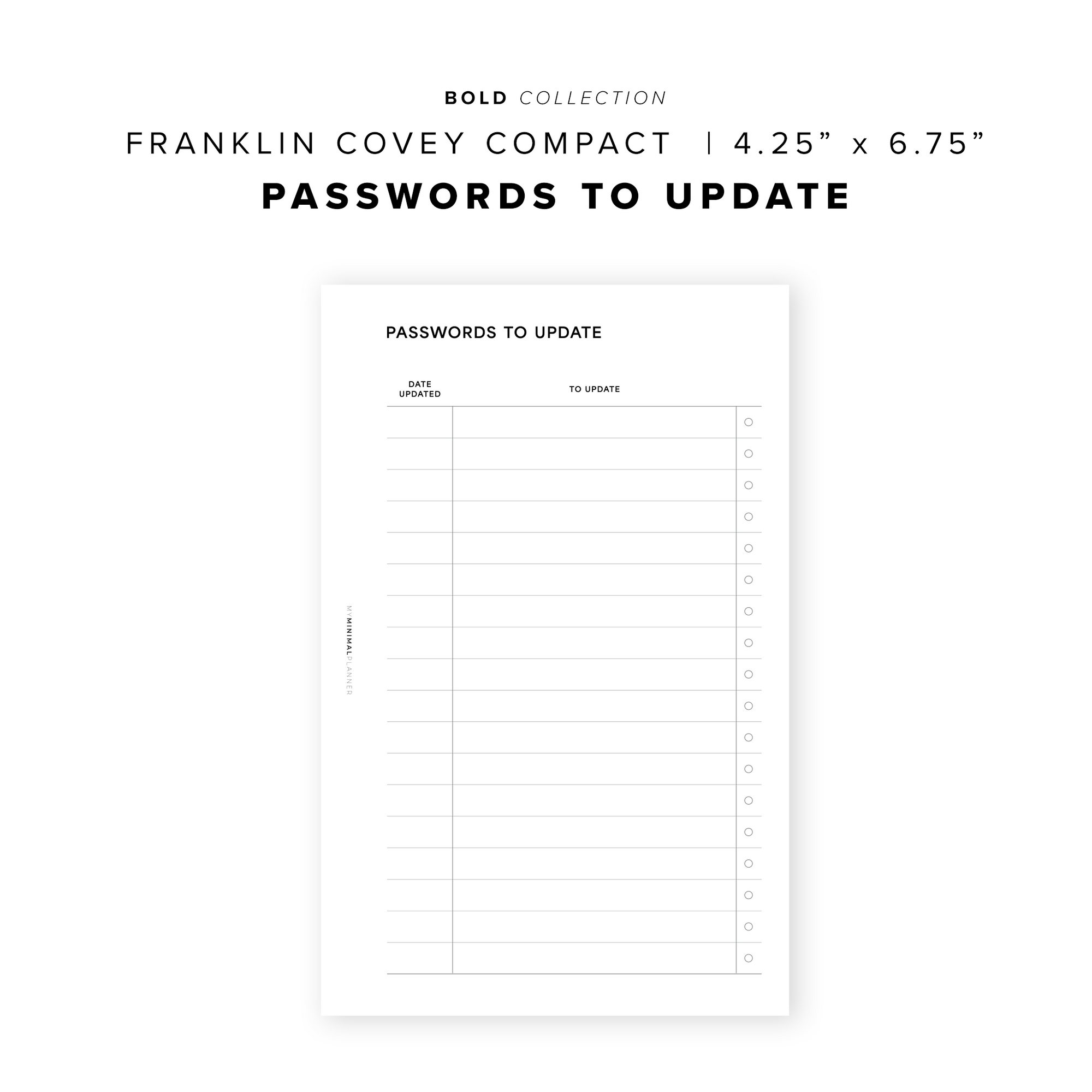 PR355 - Passwords To Update - Printable Insert