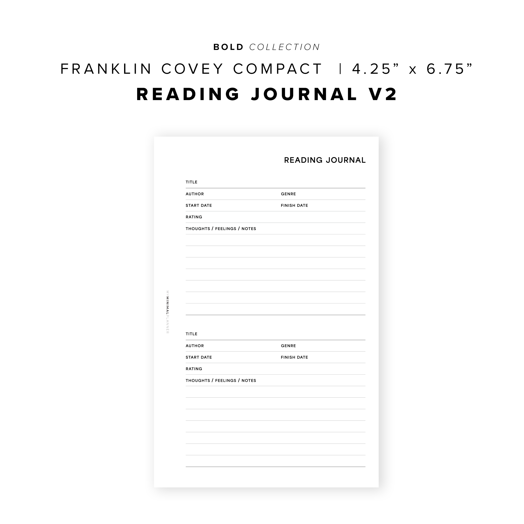 PR297 - Reading Journal V2 - Printable Insert