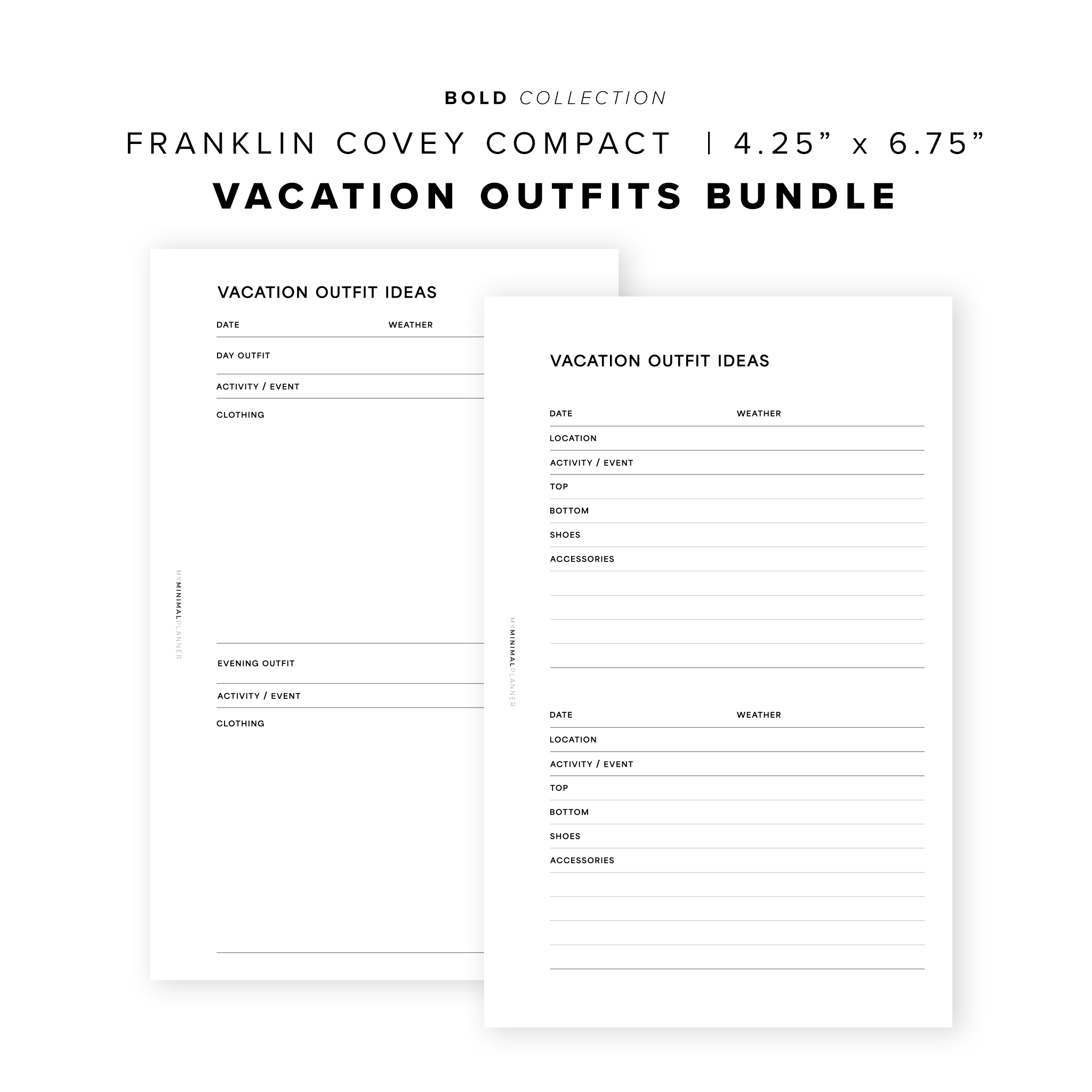 PR262 - Vacation Outfits Bundle - Printable Insert