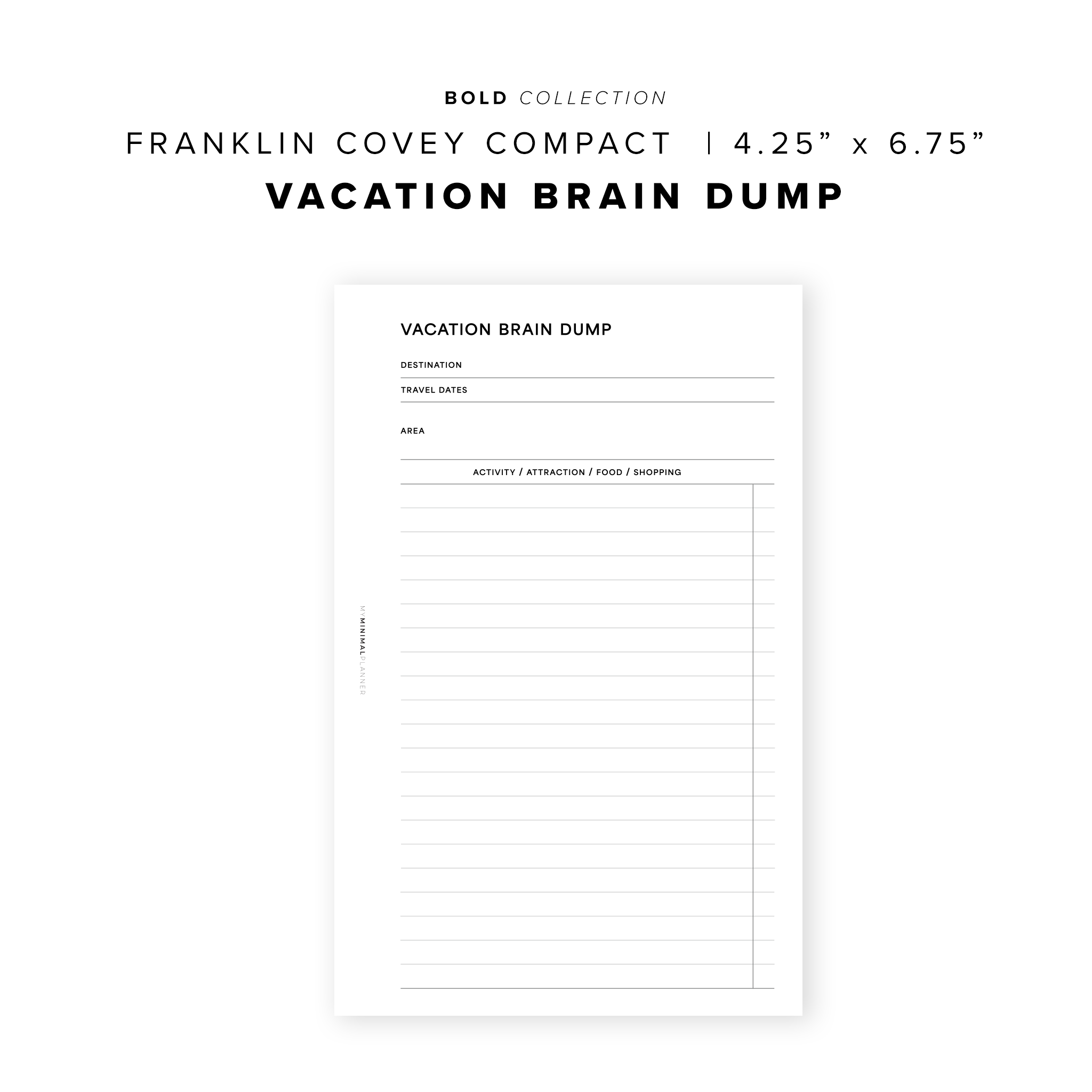 PR258 - Vacation Brain Dump - Printable Insert