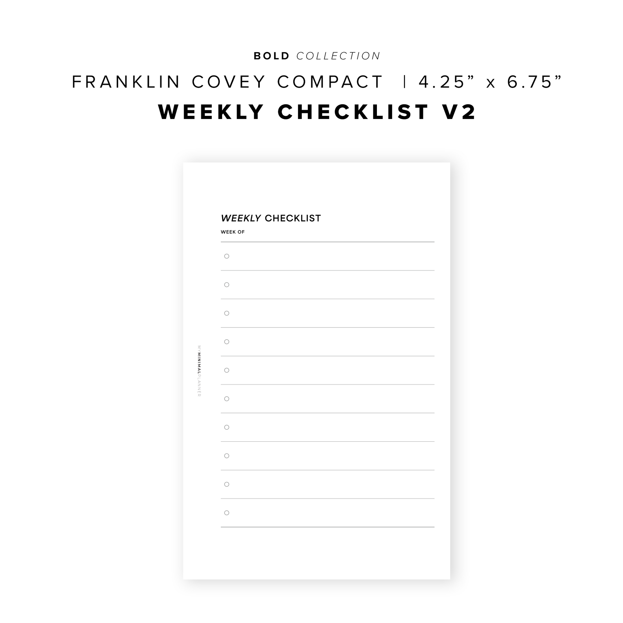 PR327 - Weekly Checklist V2 - Printable Insert